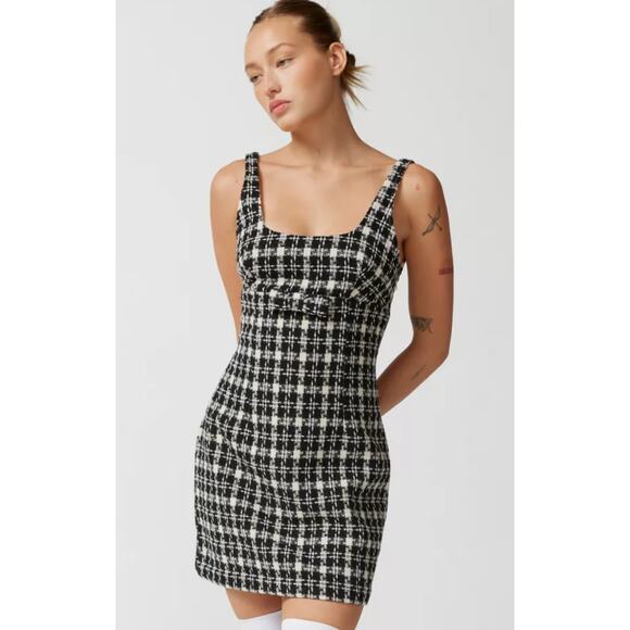 Urban Outfitters Plaid Tweed Mini Dress Preppy Y2K 90s Indie Grunge Women’s M - Picture 1 of 6